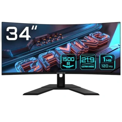 Immagine di Gigabyte GS34WQC Monitor da gioco ERP F (A G) 86.4 cm (34 pollici) 16:9 1 ms HDMI ™, DisplayPort, Presa cuffie VA LCD
