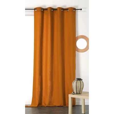 Immagine di Linder Tenda metis in materiali naturali (cotone/lino) colore marrone arancio occhielli 135 x 260 cm