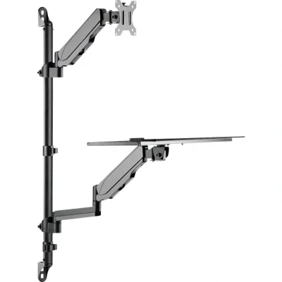 Immagine di Neomounts WL90 325BL1 Supporto a muro per monitor 43,2 cm (17) 81,3 (32) Nero Ripiano Tastiera, Regolabile in altezza, Inclinabile, Girevole, Rotante