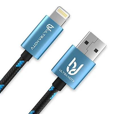 Immagine di Ultra HDTV Cavo iPhone Lightning 1m Premio a USB [Certificato Apple MFi] Compatibile con 12/11/X/XS/Pro/Max/8/8 Plus/7/7 Plus/6s/6s Plus, iPad, iPod 100 centrimetri