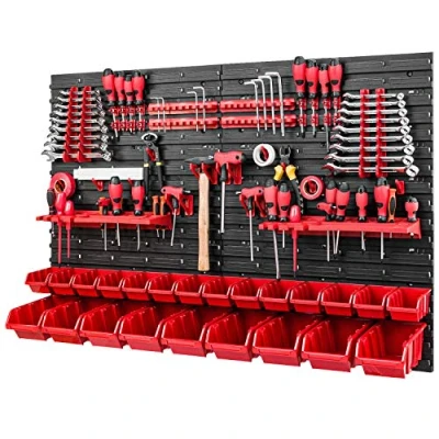 Immagine di Cassetta degli attrezzi impilabile, 1152 x 780 mm, set di supporti per e 23 scatole rosse