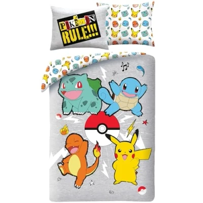 Immagine di POKEMON PIKACHU e SCORBUNNY Set di biancheria da letto Copripiumino 140 x 200 cm + Federa 70x90cm Reversibile 100% Poliestere Multicolore