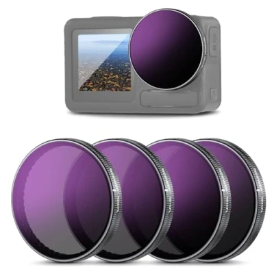 Immagine di NEEWER Set Filtri ND/PL Compatibile con DJI Osmo Action 3/4/5 Pro, 4pz, ND8/PL+ND16/PL+ND32/PL+ND64/PL, Accessori Cam, Filtro a Densità Neutra Polarizzante, Vetro Ottico HD Multistrato, FL A77