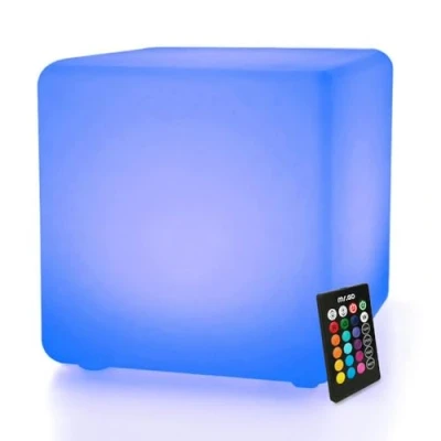 Immagine di MR.GO 16&quot; LED Cubo Luminoso Lampada d&#039;atmosfera, RGB Cambiando Colore Sgabello Impermeabile Sedile con Telecomando, 16 Colori, Graduabile &amp; Ricaricabile Luce Notturna per Decor