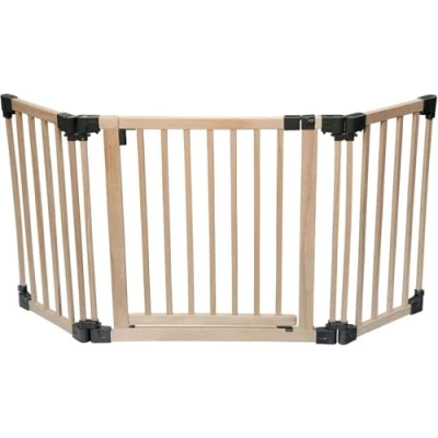 Immagine di Safetots barriera di sicurezza in legno con pannelli multipli, fino a 176,5cm, naturale, flessibile per stanza e scale, divisorio porta bambini piccoli