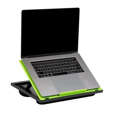 Immagine di Mind Reader Supporto per computer portatile, vassoio da letto, pieghevole, cuscino, dormitorio, plastica, 37,5 cm L x 27,9 18,5 H, verde