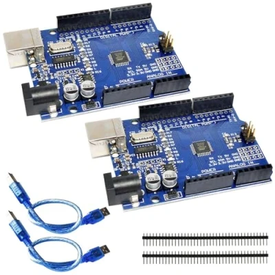 Immagine di R3 Mikrocontroller Board, 2 Stück Hauptplatine mit USB Kabe, Platine, Board Kompatibel Arduino Entwicklungsumgebung, Encoder Modul