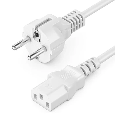 Immagine di deleyCON 10m Cavo di Alimentazione Rete Corrente Spina con Impianto Terra Tipo F (CEE 7/4) a Connettore IEC C13 Femmina PC Computer Monitor Proiettore Stampante Bianco