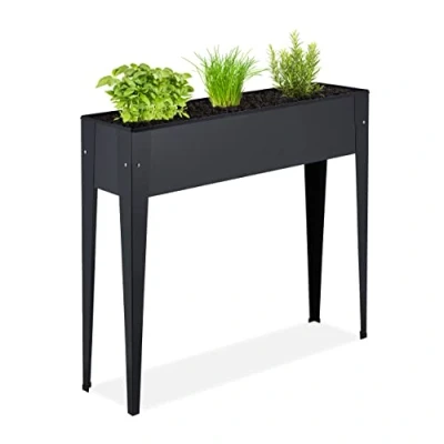 Immagine di Relaxdays Aiuola Rialzata, HLP 83 x 99 26 cm, Orto per Balcone, Giardino e Terrazza, Piantare Verdure Erbe, Nero