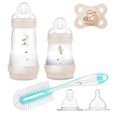 Immagine di MAM Set di bottiglie anti coliche con 2 (160 ml e 260 ml) taglia 1, ciuccio 0 6 m spazzola per