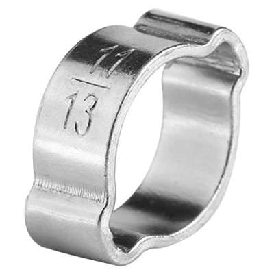 Immagine di fascetta stringitubo, stringitubo a due orecchie in acciaio inossidabile zincato 5 23mm per tubo benzina Fule 10 pezzi argento(11 13Mm)
