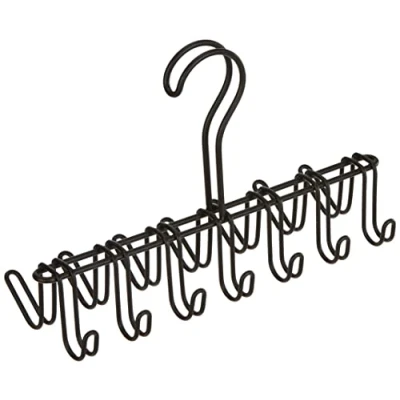 Immagine di iDesign Classico Portacravatte, Gruccia porta cinture in metallo con 14 ganci ideale per cravatte e cinture, nero opaco
