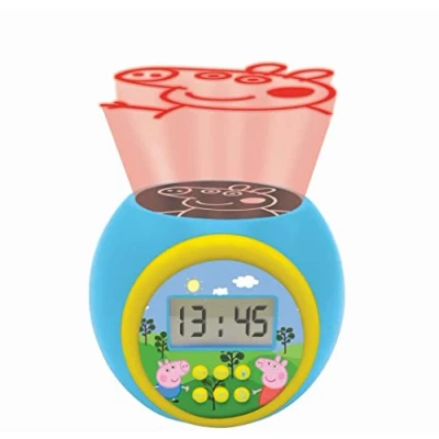 Immagine di Lexibook Sveglia con proiettore Peppa Pig Funzione Snooze, Luce Notturna Timer, Schermo LCD, a Batteria, Blu/Giallo, Colore, Misura Standard