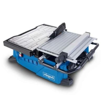 Immagine di Scheppach WTS2000 Tagliapiastrelle con slitta scorrevole, altezza di taglio 32 mm, lunghezza 450 potenza 900 W, disco da diamantato 180 attacco longitudinale e arresto