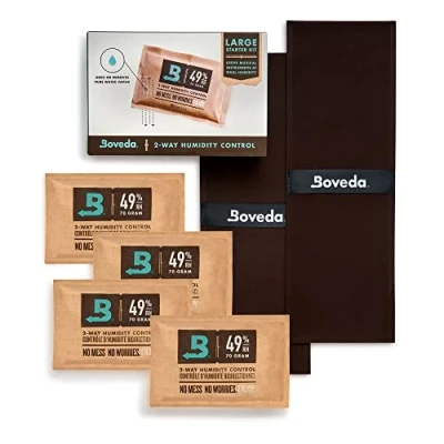Immagine di Boveda for Music 2 vie di controllo dell&#039;umidità grande Starter Kit per strumenti in legno a forma arco Include (4) taglia 70 49% RH e supporti tessuto doppio