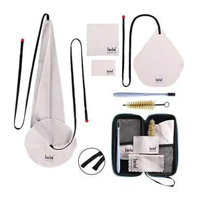 Immagine di Imelod Kit di pulizia per sassofono con custodia flauto clarinetto tenore alto e altri strumenti a fiato vento inclusi panno la del sax, spazzola bocchino(Grigio Scuro)