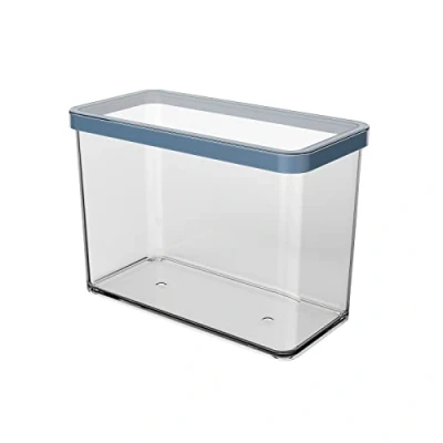 Immagine di Rotho Loft Barattolo rettangolare da 2,1 l, con coperchio e guarnizione, in plastica alimentare (PP), senza BPA, trasparente/blu, l (20,0 x 10,0 14,2 cm)