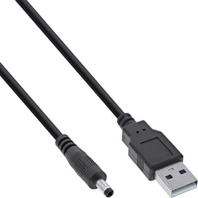 Immagine di InLine® Cavo adattatore di alimentazione USB DC maschio a 4,0 x 1,70 mm, nero, 1 m
