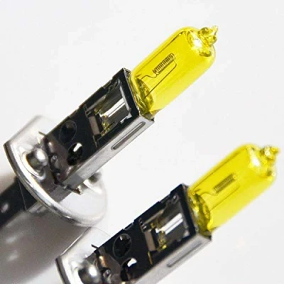 Immagine di Hallenwerk Aqua Vision H1 2 lampadine alogene per auto, 55 W, 12 V, P14,5s, 3000 K, colore giallo anabbagliante, abbagliante