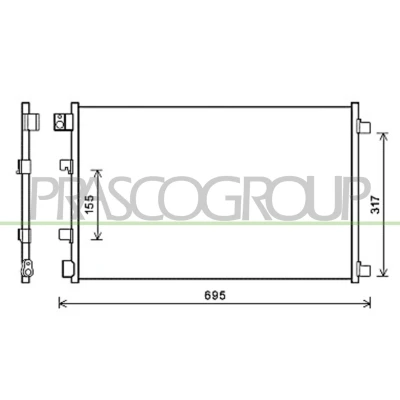 Immagine di PRASCO DS710C001 Condensatore 15 Alluminio 600 R 134a NISSAN: Qashqai / Qashqai+2 I