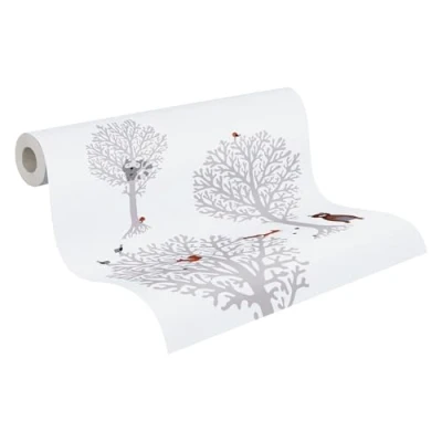 Immagine di A.S. Création Carta da parati in tessuto non tessuto, motivo foresta, Little Love, 10,05 m x 0,53 m, marrone, grigio, bianco, made Germany 381341 38134 1