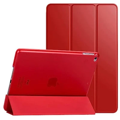 Immagine di PROTech Custodia con supporto magnetico per Apple iPad Air (1a generazione) A1474 A1475 A1476, funzione di accensione/spegnimento automatico, colore: rosso