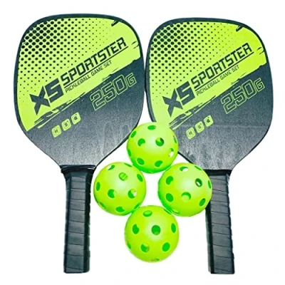 Immagine di Easnea Set Pickleball Include 2 pagaie Pickleball, 4 palline, 1 borsa per il trasporto, racchette Premium Face Grafite, nucleo a nido d&#039;ape polimerico