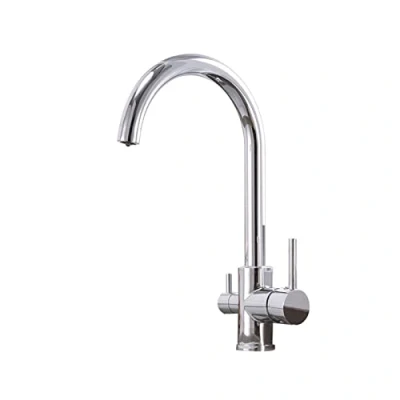 Immagine di Rubinetto 3 Vie Cucina Cromo per Sistemi Osmosi Miscelatore con Beccuccio Girevole a 360 in 1 Rubinetti
