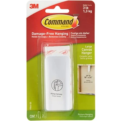 Immagine di 3M Command, gancio grande appendi quadro, bianco, con 2 strisce, acrilico