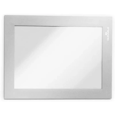 Immagine di Durable 487023 Duraframe A6, Cornice Espositiva Adesiva, per Superfici Lisce e Solide, Formato Confezione da 2 Pezzi, Argento