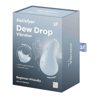 Immagine di Satisfyer Dew Drop vibratore da appoggio 8 cm Perfetto per principianti 2 motori 12 programmi di vibrazione Ricaricabile Impermeabile (IPX7) Morbido doppio silicone, colore:azzurro