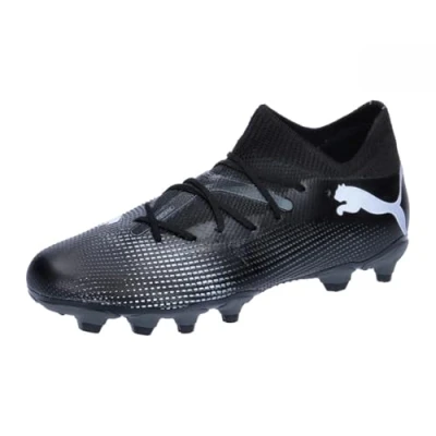Immagine di Puma Future 7 Match FG/AG JR Unisex Scarpe da calcetto con tacchetti per bambini, Taglia: 28, Black/white Tessuto / sintetico