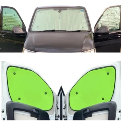 Immagine di Parasole Parabrezza Auto Interno Compatibile con Renault Trafic (2000 2014)(Set Anteriore) Dorso Giallo Fluorescente,Reversibile e Termico