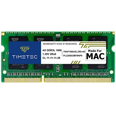 Immagine di Timetec DDR3L 1600 MHz PC3L 12800 per Mac Book Pro(inizio/fine 2011,metà 2012), iMac(metà 2011,fine 2012, inizio/fine 2013,fine 2014,metà 2015), MacMini (metà 2011, fine 2012) (4GB)