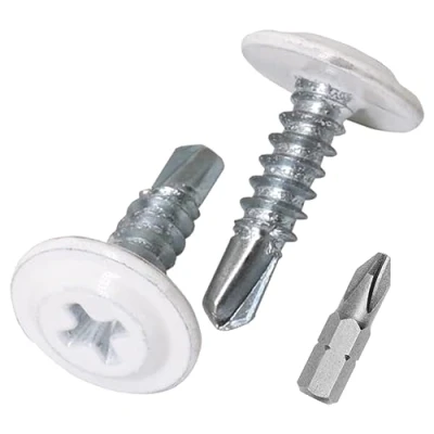 Immagine di SKIR&#039;CO (confezione da 50 pezzi) Verniciate 4,2 x 16 mm Viti autoperforanti, testa a croce modificata Phillips, vite in lamiera, wafer (50, bianco puro RAL 9010)