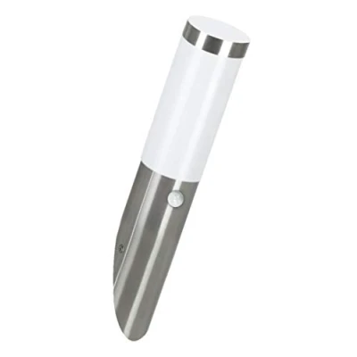 Immagine di EGLO Lampada da parete per esterni Helsinki, luce con sensore di movimento e in acciaio zincato inossidabile plastica, argento, bianco, E27, IP44