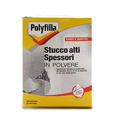 Immagine di POLYFILLA STUCCO ALTI SPESSORI, per Interno ed Esterno, riempie il muro in profondità fino 10cm con una sola apllicazione, intonaco calcestruzzo e cemento,in POLVERE, GRIGIO CHIARO 1KG