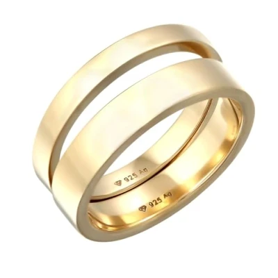 Immagine di Kuzzoi Set di anelli da uomo in argento sterling 925, 2 a fascia lucido, per uomo, misura 60 66, 0604780524
