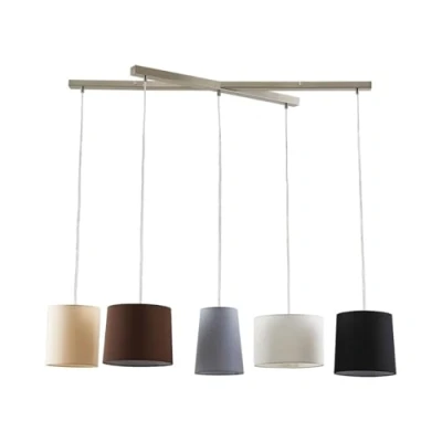 Immagine di lampada a sospensione &#039;Hermina&#039; dimmerabile (Giovanile) colore Marrone, in tessuto ad es. Cucina (5 luci, E27) di Lindby tessuto, da soffitto, plafoniera