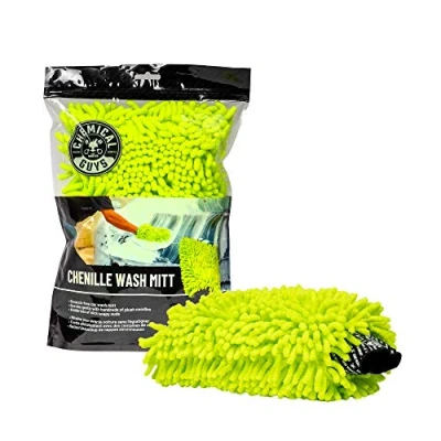Immagine di Chemical Guys MIC493 Guanto in ciniglia di alta qualità, microfibra, antigraffio, colore: verde lime, 24,4 x 5,8 17,8 cm