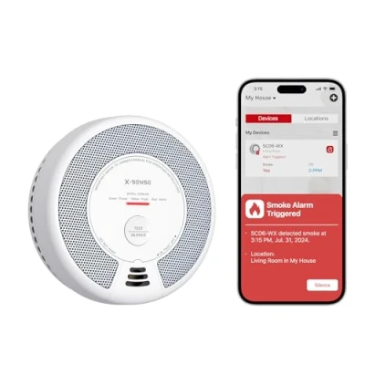 Immagine di X Sense Rilevatore di fumo e monossido carbonio Wi Fi con batteria sostituibile, combinazione intelligente compatibile l&#039;app Home Security, SC06 WX, confezione da 1