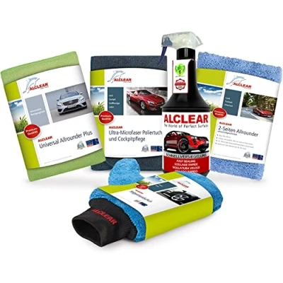 Immagine di ALCLEAR 8201050 set per la cura dell&#039;auto una lucentezza profonda, con panno asciugare vernice e parabrezza, lucidatura auto, sigillatura della vernice, guanto cerchione,