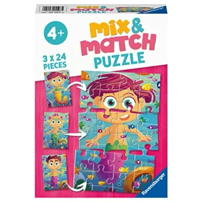 Immagine di Ravensburger, Sirenette e Mostri Marini, Linea Mix &amp; Match 3x24 Pezzi, Puzzle per Bambini, Età Raccomandata 4+, Multicolore, 05597 5