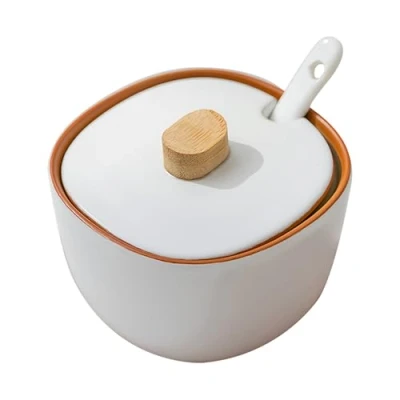 Immagine di Dowbom zuccheriera con coperchio e cucchiaio, barattolo bianco, contenitore per zucchero, zuccheriera, (bianco, 210 ml)