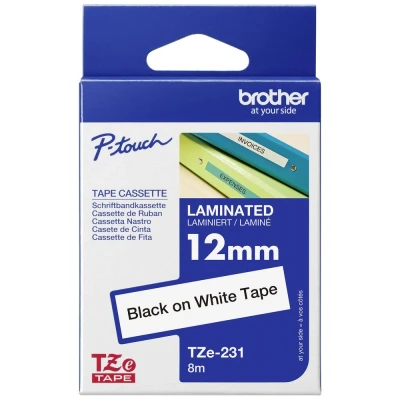 Immagine di Brother tze 231 nastro bianco/nero 12 mm. TZE231