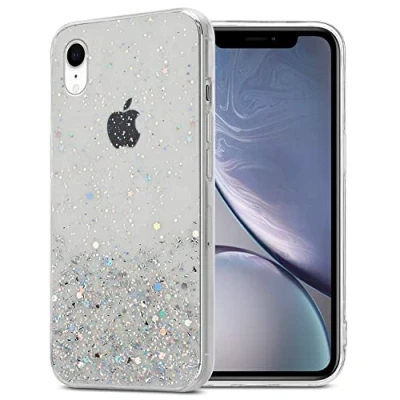 Immagine di Cadorabo Custodia Compatibile con Apple iPhone XR in Trasparente Glitter Protettiva Silicone TPU Scintillanti Ultra Slim Back Cover Case