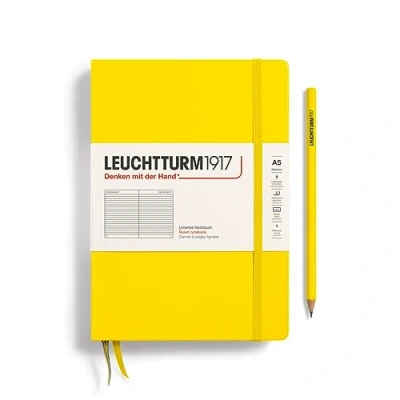 Immagine di LEUCHTTURM1917 344798 Taccuini Medium (A5), Copertina rigida, 251 pagine numerate, Giallo Limone, Righe