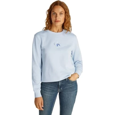 Immagine di Calvin Klein Donna Felpa Gradient Monologo Crewneck Regular Fit, Blu (Niagara Mist), S