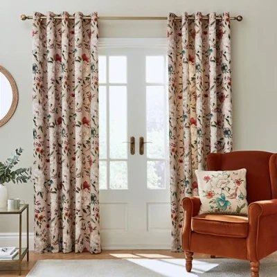 Immagine di Catherine Lansfield Living Pippa Tende termiche foderate con occhielli, 117 x 183 cm, due pannelli, colore: Naturale