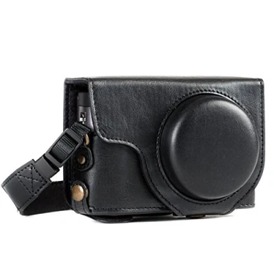 Immagine di Megagear Mg1258 Panasonic Lumix Dc Tz95, Tz90 Ever Ready Custodia In Finta Pelle Per Fotocamera Con Tracolla Nero